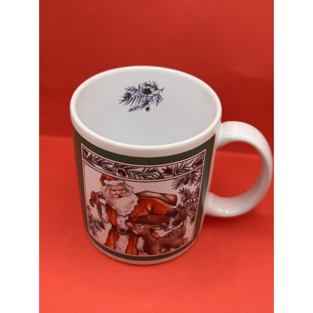 Santa's Friends Mugs Cups Vintage K.I.C. Stoneware Coffee/Tea Set Of 4 Christmas - Picture 8 of 16